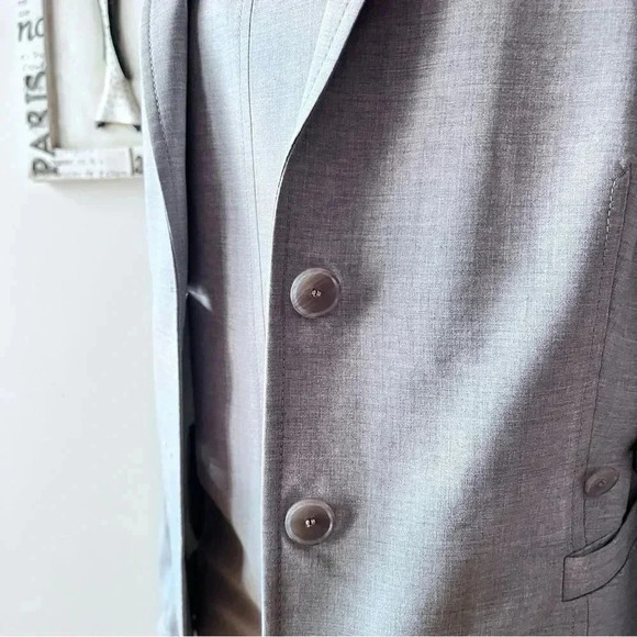 AKRIS Punto Minimalist Women’s Gray Wool Two Piece Dress Blazer Suit Size 10/12 - Picture 9 of 16